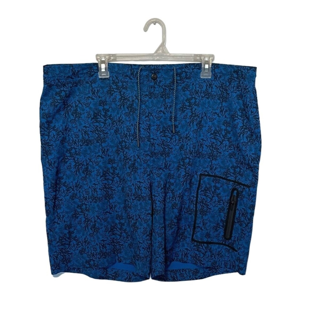 Mack Weldon Board Shorts Mens 42 Blue Floral Performance Stretch Swim Trunks